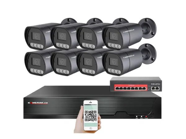 ip 8 kamerovy set s externim poe xm-810b-ext. 4mpx, cz menu