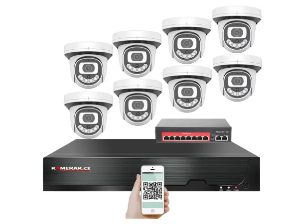 ip 8 kamerovy set  s externim poe xm-812b-ext. 4mpx, cz menu