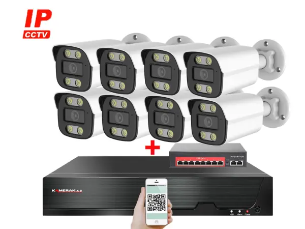 ip 8 kamerovy set s externim poe xm-814b-ext. 4mpx, cz menu