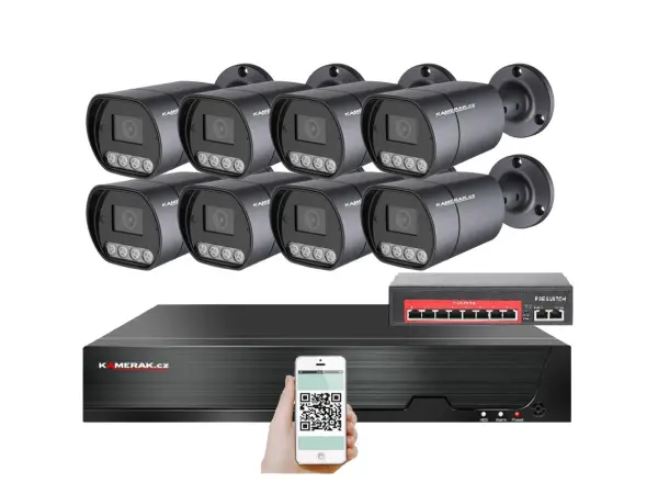 4k ip 8 kamerovy set s externim poe xm-810d-ext. 8mpx, cz menu