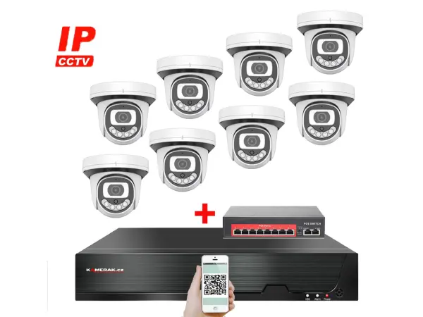 4k ip 8 kamerovy set s externim poe xm-812d-ext. 8mpx, cz menu