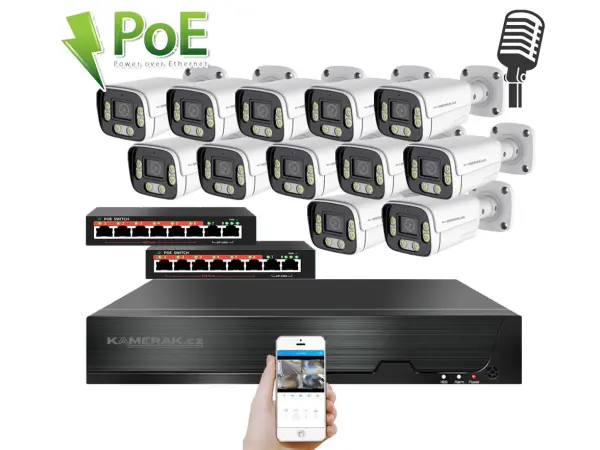 ip 12 kamerovy set s externim poe xm-1206b-ext. 4mpx, mikrofon, cz menu