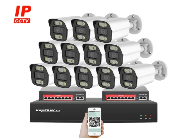 ip 12 kamerovy set s externim poe xm-1214b-ext. 4mpx, cz menu