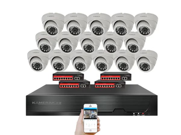 4k ip 16 kamerovy set s externim poe xm-1602d-ext. 8mpx, cz menu