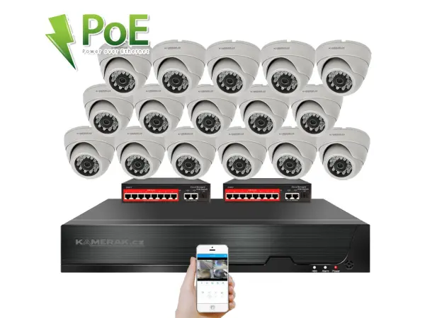 4k ip 16 kamerovy set s externim poe xm-1602d-ext. 8mpx, cz menu