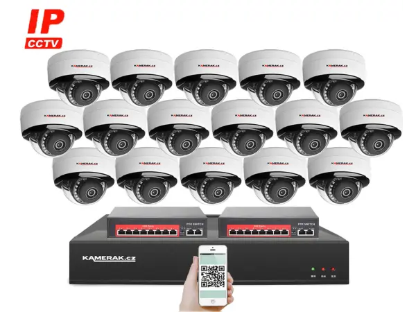 4k ip 16 kamerovy set s externim poe xm-1605d-ext. 8mpx, mikrofon, cz menu