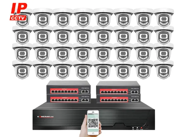 4k ip 32 kamerovy set s externim poe xm-3212d-ext. 8mpx, cz menu
