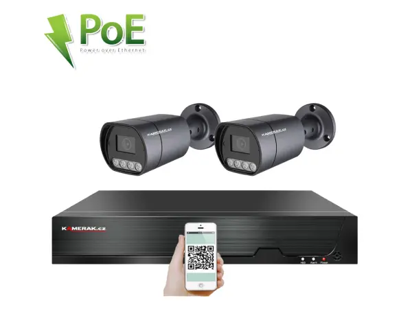 4k poe ip 2 kamerovy set xm-210d 8mpx, mikrofon, cz menu