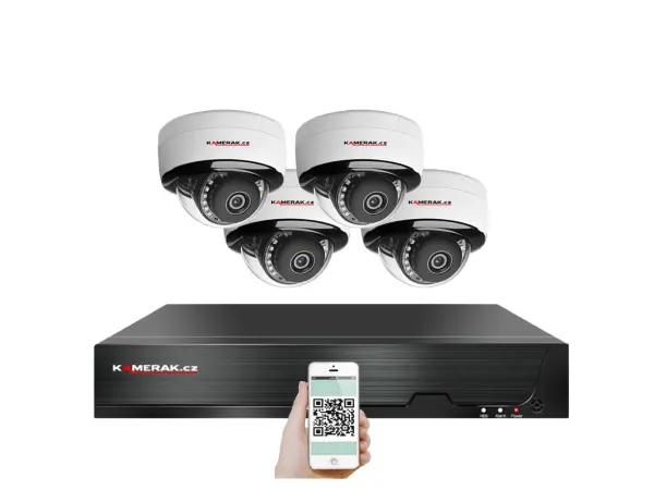 4k poe ip 4 kamerovy set xm-405d 8mpx, mikrofon, cz menu