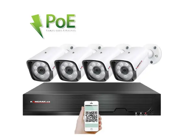 poe ip 4 kamerovy set xm-401b 4mpx, cz menu