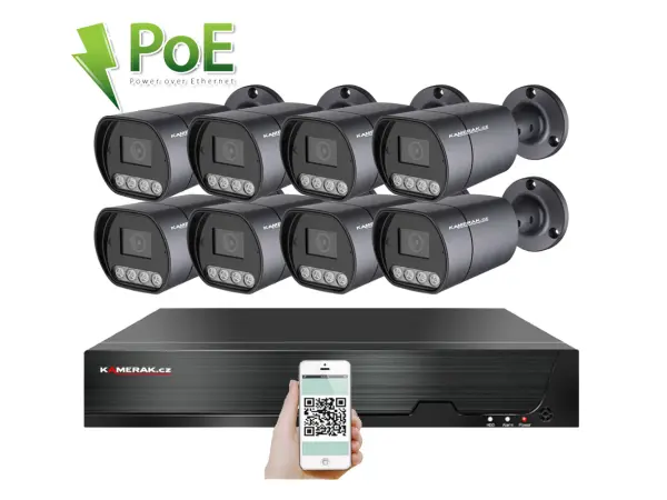 4k poe ip 8 kamerovy set xm-810d 8mpx, mikrofon, cz menu