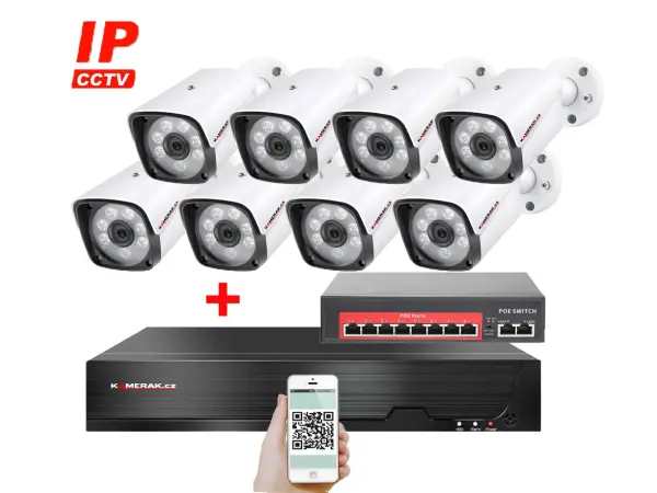 ip 8 kamerovy set s externim poe xm-801b-ext. 4mpx, cz menu