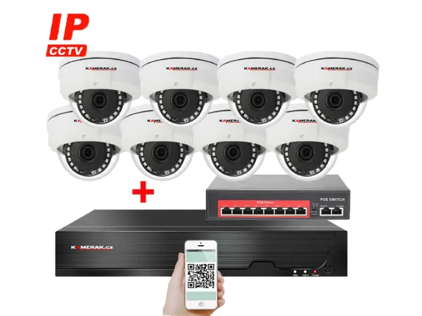 ip 8 kamerovy set s externim poe xm-805c-ext. 5mpx, cz menu