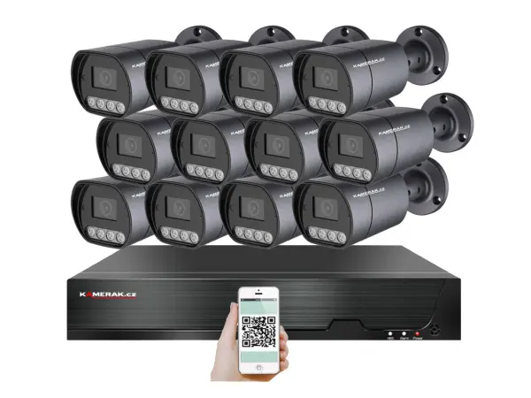 4k poe ip 12 kamerovy set xm-1210d 8mpx, mikrofon, cz menu