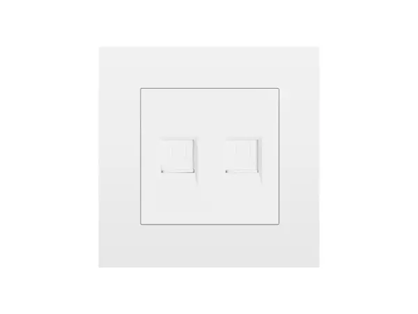 sran zasuvka 2xrj45 v ramecku, plast bily