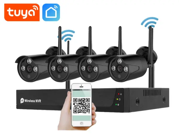 bezdratovy 4 kamerovy set wifi tuya wtu4-033a-black, 2mpx, cz menu