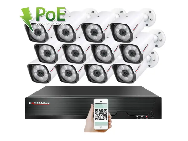 poe ip 12 kamerovy set xm-1201b 4mpx, cz menu