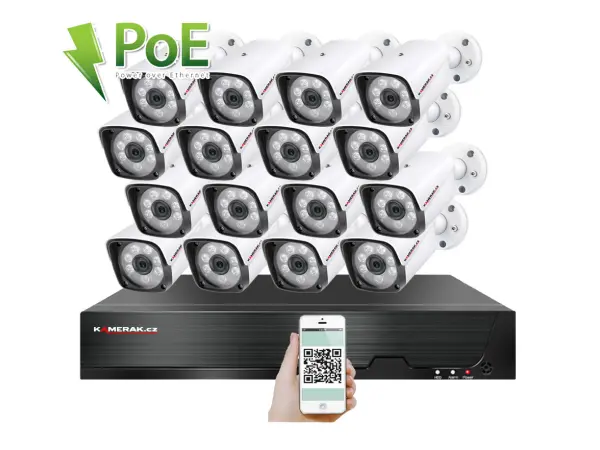 poe ip 16 kamerovy set xm-1601b 4mpx, cz menu