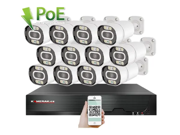 4k poe ip 12 kamerovy set xm-1203d 8mpx, cz menu