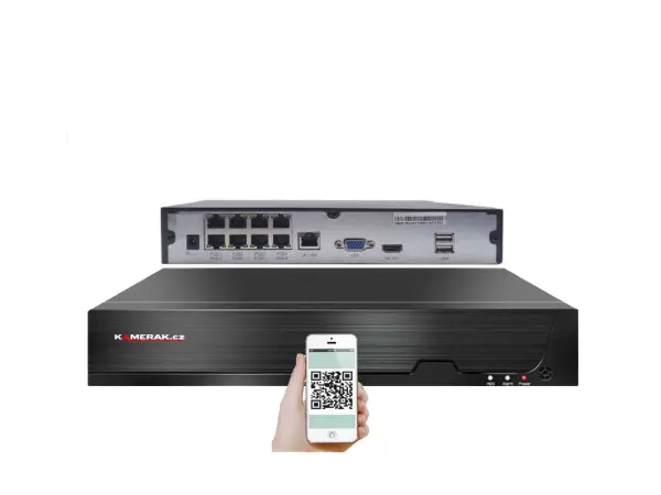 poe nvr-7408 8ch 8mpx, h.265 rekorder pro 8 ip kamery, cz menu