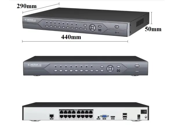 poe nvr-7416 16ch 8mpx, h265 rekorder pro 16 ip kamer, cz menu