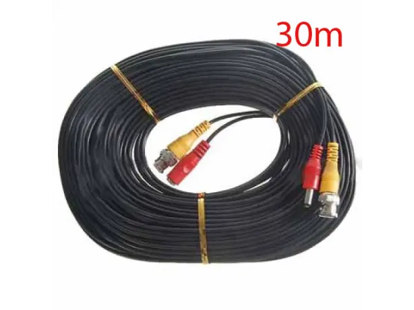 bnc+dc video kabel 30m cerny pro 1 kameru (analog, ahd)