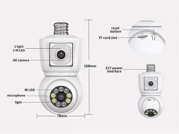  p2p wifi ptz otocna kamera do objimky e27 xm-123 se 2 objektivy app v ceskem jazyce