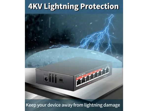 poe switch poe108d 8portu rj45 (6*poe+2*uplink) s rychlosti 10/100 mb/s