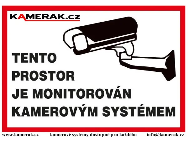 samolepka 10*15cm "tento prostor je monitorovan kamerovym systemem"