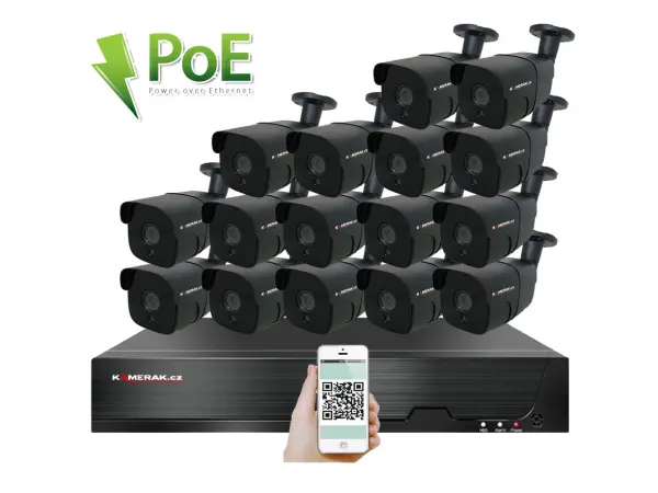 poe ip 16 kamerovy set xm-1607b 4mpx, cz menu