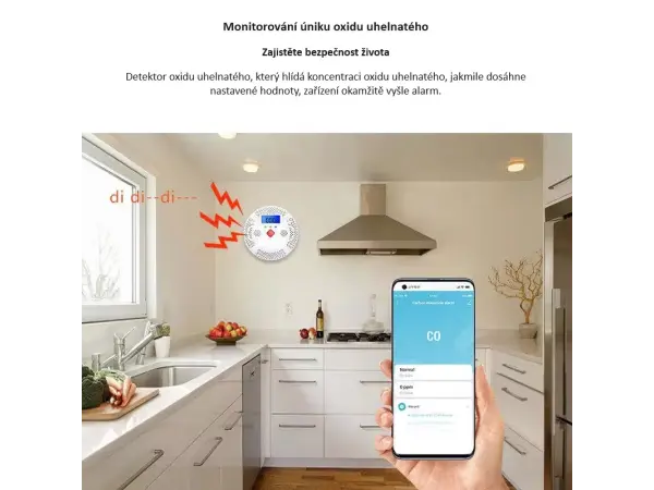 tuya smart wifi detektor co oxidu uhelnateho s lcd displayem