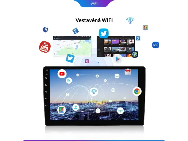 2din autoradio a3454 s 10,1" lcd, android 13, 4gb ram, 64gb uloziste, carplay, android auto, wifi, gps, bluetooth, fm rds