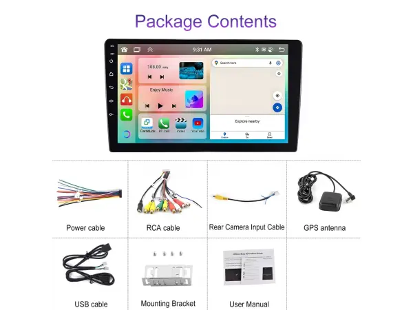 2din autoradio a3454 s 10,1" lcd, android 13, 4gb ram, 64gb uloziste, carplay, android auto, wifi, gps, bluetooth, fm rds