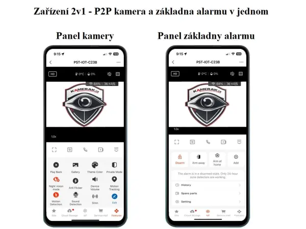 wifi chytry domovni bezdratovy alarm pst-iot-c23b s kamerou  pro android,ios
