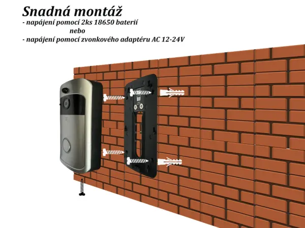 domovni wifi zvonek s full hd kamerou, pst-dv-114 tuya, android/ios black