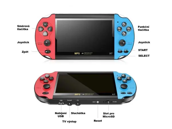 prenosna herni konzole x7 plus 5.1 lcd, 8gb, 10 000 vestavenych her
