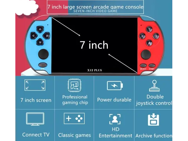 prenosna herni konzole x12plus 7.0 lcd, 16gb, modrocervena