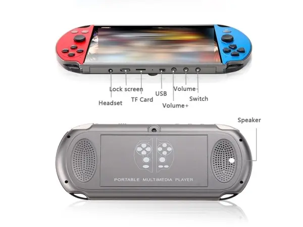 prenosna herni konzole x12plus 7.0 lcd, 16gb, modrocervena