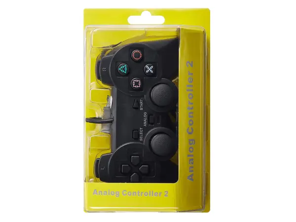 dratovy herni ovladac pro ps2, gamepad playstation 2, cerna barva