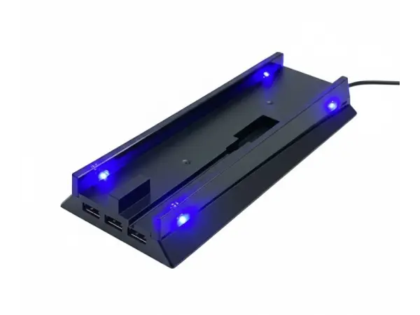 vertikalni stojan p4-fat049 s usb hub 3x, podsviceny - cerny (ps4)