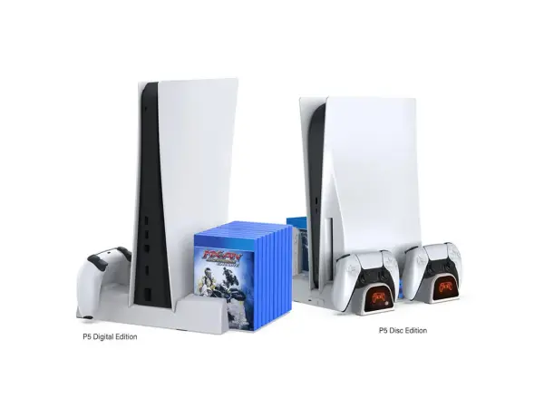 vertikalni multifunkcni stojan tp5-1511 a dobijeci stanice s chladicim ventilatorem pro ps5