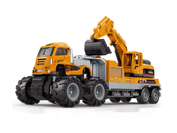 stavebni truck s rypadlem | hracka city engineering, delka 27cm