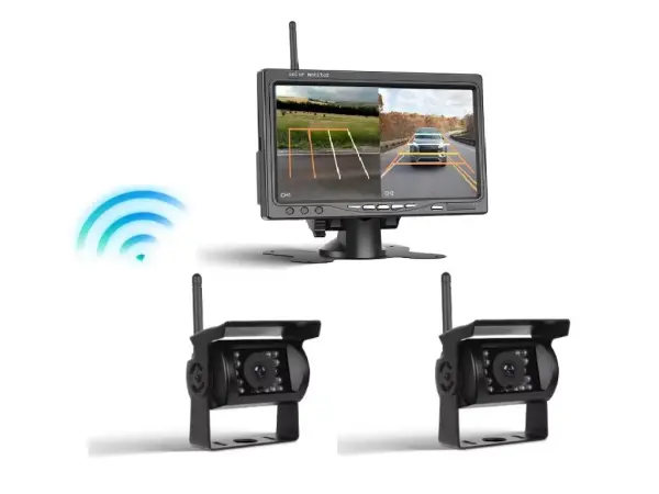 wifi parkovaci set truck a4008, 2x 18led kamera s lcd 7" splitscreen monitorem