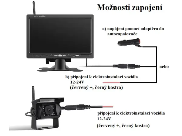 wifi parkovaci set truck a4008, 2x 18led kamera s lcd 7" splitscreen monitorem