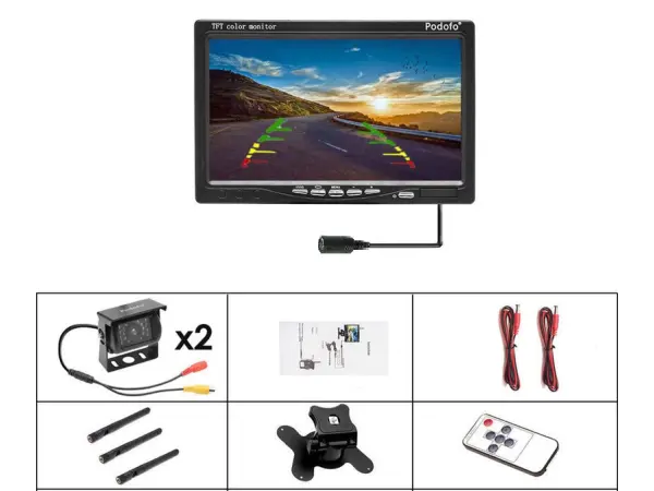 volna wifi parkovaci set truck k0082, 2x 18ir led kamera s lcd 7" monitorem