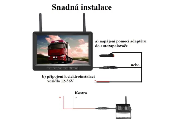 wifi parkovaci set truck bus trailer k0205 1 wifi kamera + 7" lcd split