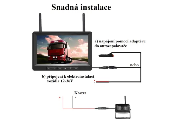 wifi parkovaci set truck bus trailer k0232 2 wifi kamery + 7" lcd split
