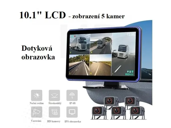 parkovaci set truck a3696, 10,1" hd displej + 5x parkovaci kamera