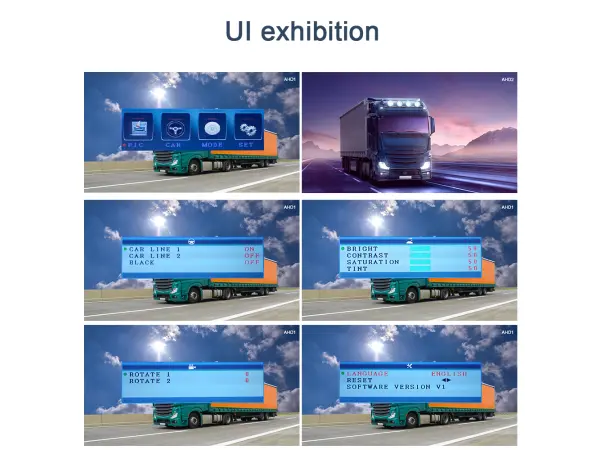 parkovaci system truck z2109 bus lcd 8" split screen s 2x ahd kamerou 12/24v +15 a 5m kabel