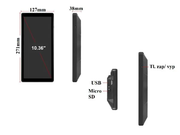 parkovaci set a3932 pro kontrolu slepeho uhlu, 10.36" monitor + 2ks kamer �bsd, dvr